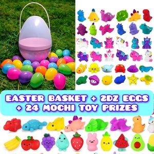 2 FOR 20 49 Pc Ultimate Easter Basket Set, 24 Eggs + Mochi Toy Egg Filler Prizes